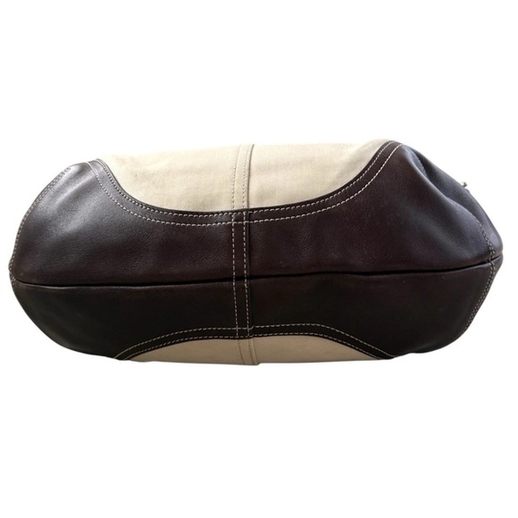Coach SoHo Hobo Twill Leather 
Cream Brown Zip Top Bag Adjustable Strap - Picture 4 of 10